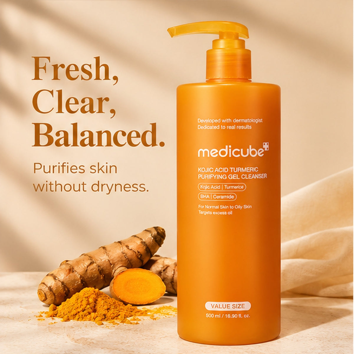 medicube Kojic Acid Turmeric Purifying Gel Cleanser 500ml