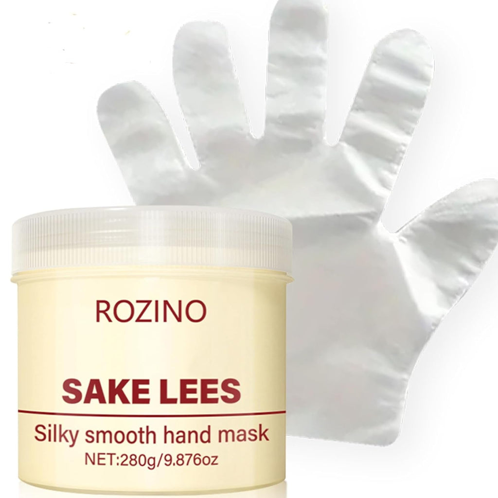 Deep Moisturizing Sake Lees Hand Mask for Dry, Cracked Hands - Hand Spas for Silky Smooth, Hydrated & Nourished Skin (9.876 FL0Z)